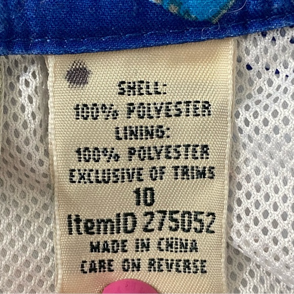 LL BEAN Bean Swim Trunks Size 10 Blue Lined Tropical Leaves 9” Inseam Boys short - Picture 14 of 15